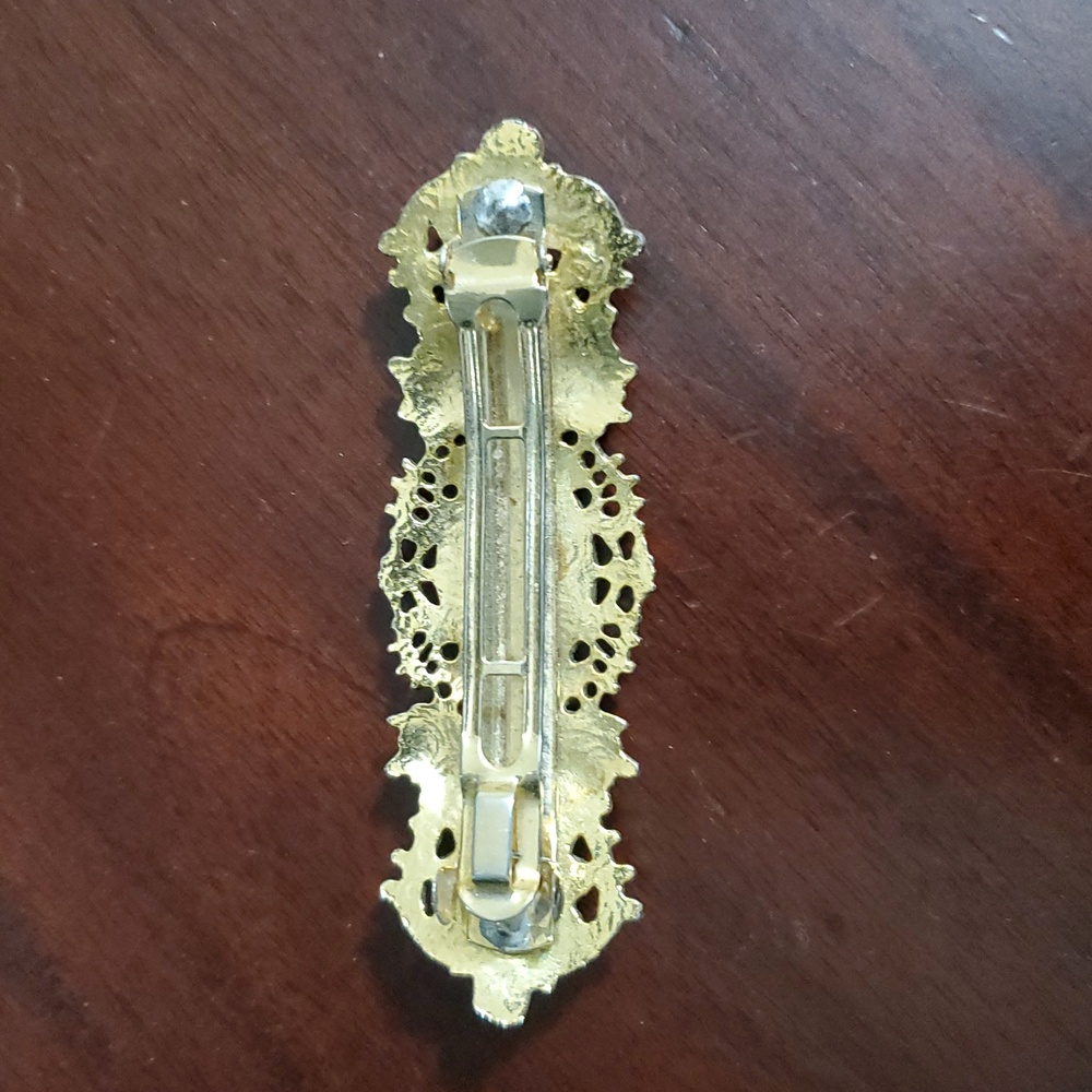 1928 Gold Floral Hair Barrette - Picture 2 of 3